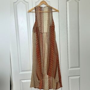 Bohemian Sleeveless Dress - Orange and Cream